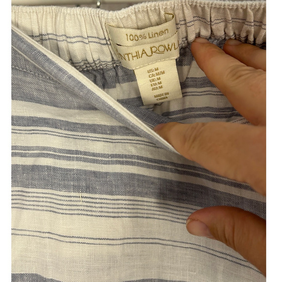 Cynthia Rowley Women's Size M Blue & White Striped 100% Linen Midi Skirt #0470 - Picture 7 of 10